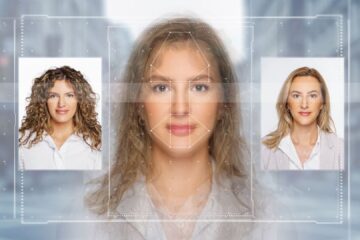 Composite image of AI-generated female faces showcasing subtle visual inconsistencies like symmetry flaws and lighting differences